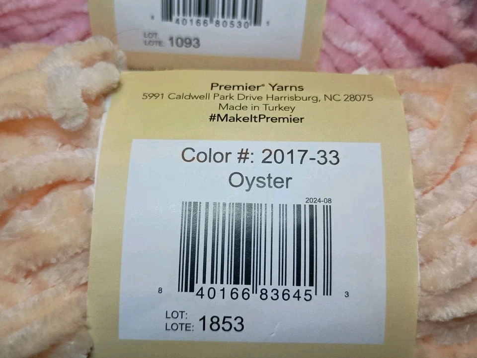 Premier Just Chenille Yarn - 3 Skeins - Pink, Oyster, Pastel Green - Image 3 of 4