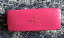 Kate Spade Pink/Orange Eyeglass Hard Clamshell Case Eyes Design Inside