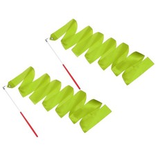 2 Pcs Dance Ribbons 78.7" Gymnastics Ribbon Streamers Red Wand, Olive Green