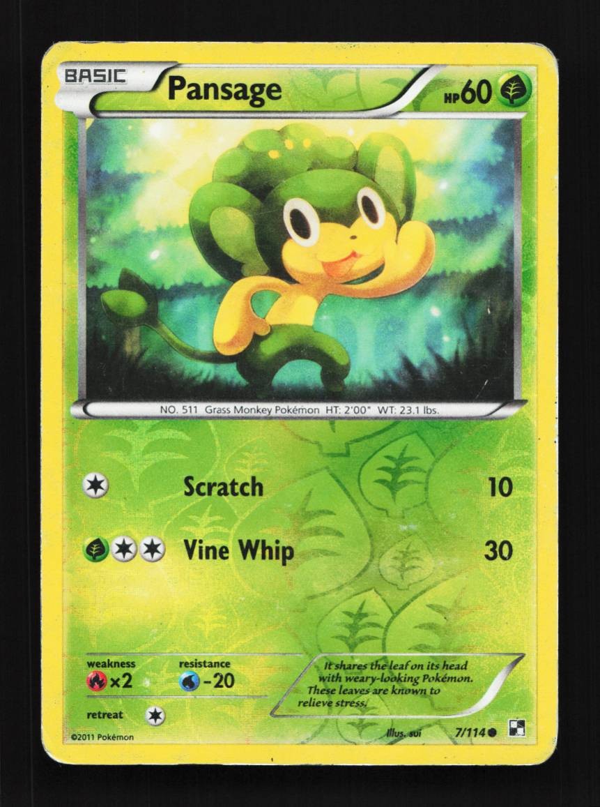 Pansage 7/114 HP Black & White English Pokemon Card TCG
