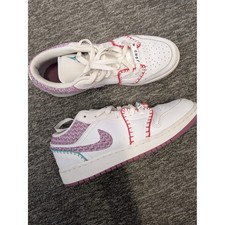 Nike Air Jordan 1 Low SE White Purple Pink Stitching Women's Shoes 6.5