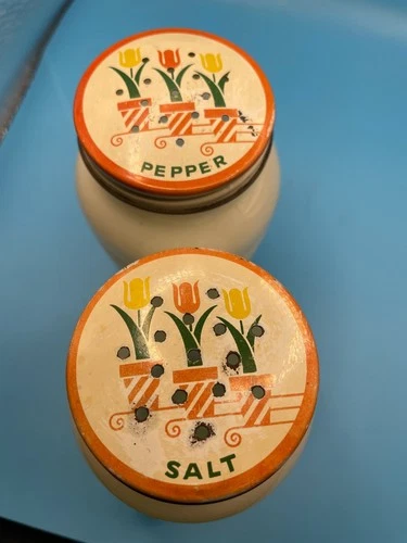 Vintage Salt & Pepper Shakers Anchor Hocking Fire-King Tulip Milk Glass