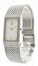 Near MINT SEIKO CREDOR 2F70-5331 Silver White Dial Women's Quartz Watch Japan