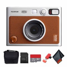 Fujifilm Instax Mini EVO Hybrid Instant Camera Brown with Micro SD to SD