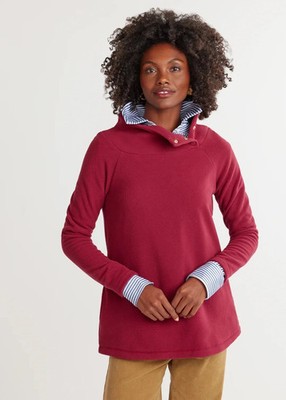 Dudley Stephens Marielle Mock Snap Neck Red Vello Fleece Size XS