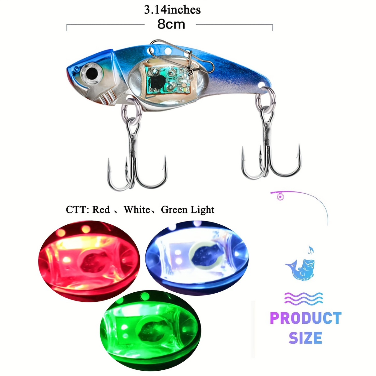 battery powered vibrating fishing lure Vibrating Effective Portable Powerful Electronic Fish Shaped Bait with LED  Light