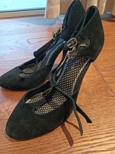 Jigsaw Suede High Heel Shoe with T Straps