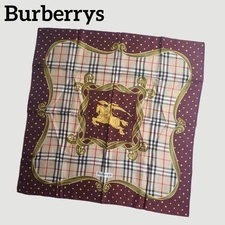 Burberrys Silk Nova Check Scarf Bordeaux 26.4in Luxury Authentic Vintage