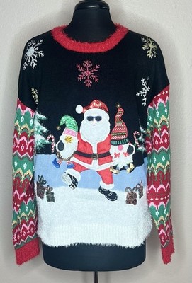 Blizzard Bay Size L Crew Neck Pullover Ugly Christmas Sweater Santa Gnomes