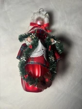 Di Carlini Mrs Clause With Wreath Ornament Hand Blown Glass Italy
