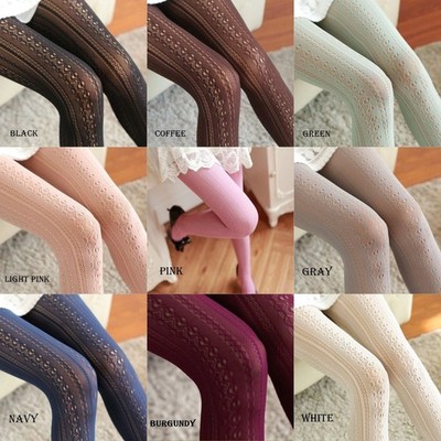 JACQUARD HOLLOW OUT LACE KNIT PATTERNED LOLITA FISHNET TIGHTS PANTYHOSE STOCKING