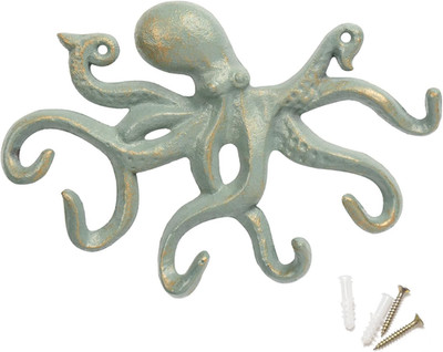 Octopus Iron Wall Hooks for Hanging, Rustic Decorative Hooks/Key Holder/Coat Hoo