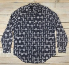 Vintage GUESS USA Georges Marciano Geometric Long Sleeve Shirt Size L USA Made