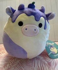 NWT 8 Squishmallows Benito Blueberry Cow Plush Purple White