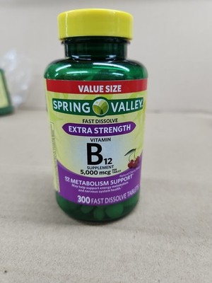 Spring Valley Extra Strength Vitamin B12, 300 Fast Dissolve Tablets, Cherry 