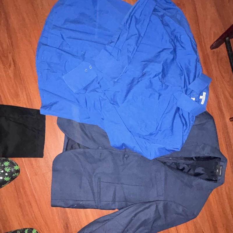 Covington Kenneth Unisex Baby Dress Shirt Suit Jacket Pants Lot Polyester Blue