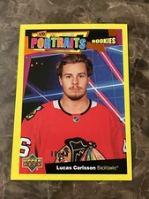2020-21 UPPER DECK UD Portraits Rookies Lucas Carlsson Yellow 88/99 RC #P-96