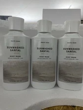 3 New SUNWASHED SANTAL WHITE BARN BATH & BODY WORKS SHOWER GEL BODY WASH