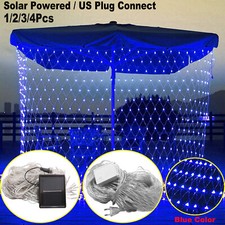 Blue LED Fairy String Net Mesh Curtain Light Waterproof Outdoor Home Party Decor