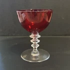 Morgantown Radiant Ruby Red Depression Glass 4” Tall Stem Champagne Sherbets