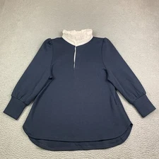 Pomander Place Tuckernuck Charlotte Terry Top Womens Size Small Ruffle Collar