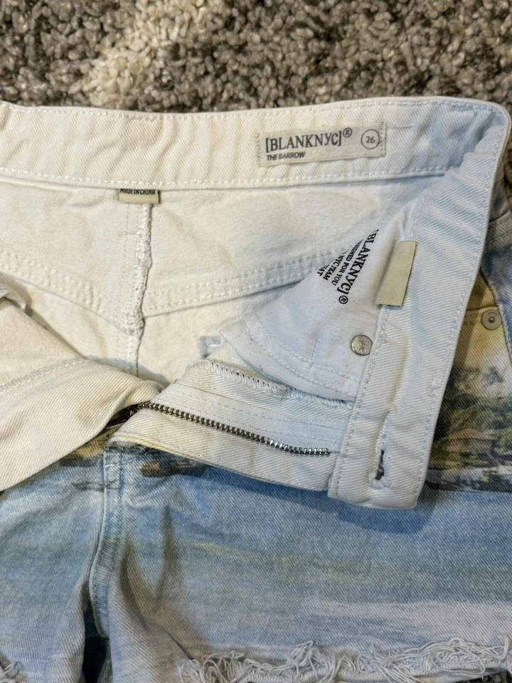 Pantalón corto de tiro alto vintage en blanco NYC The Barrow 100 % algodón talla 26 Foto 3 de 4