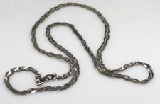 Vintage Napier silver tone 3 strand silver tone flat chain braided necklace 30"