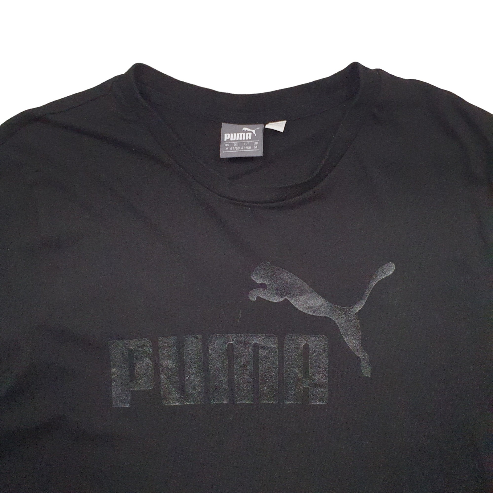 PUMA Black T Shirt Tee Spellout Short Sleeve Cotton Blend Mens M image 3