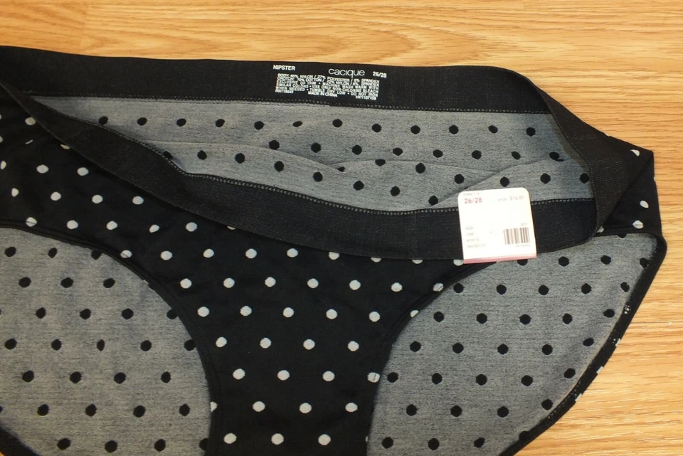 Bragas de nailon para mujer Cacique Lane Bryant negras a lunares talla 26/28 Foto 2 de 3