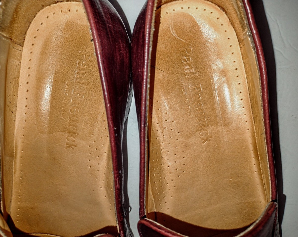Paul Fredrick Burgundy Leather Brogue Tassel Dress Slip Ons 