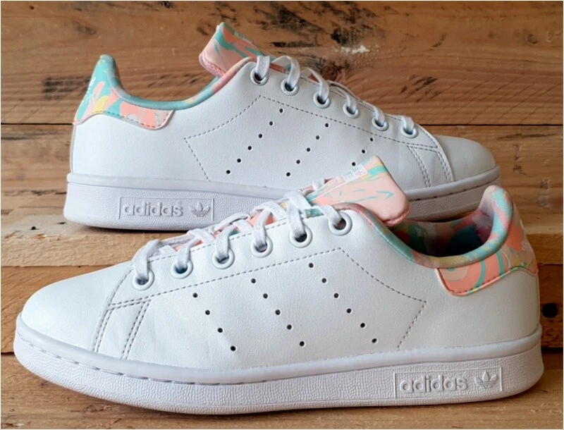 adidas Stan Smith Low Leather Trainers UK4 US4.5 EU36 GZ9915 White Pink Marble