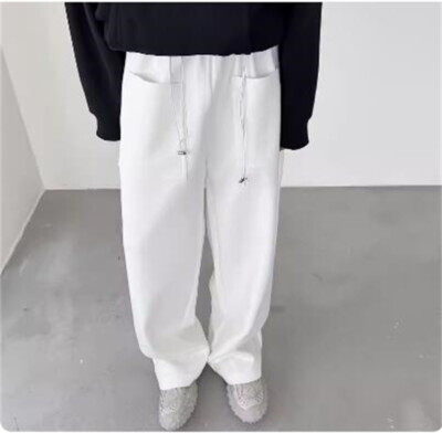 Japanese Men's Loose Wide Leg Pants Drawstring big pocket casual