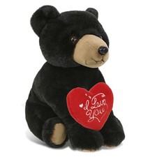 PLUSH I LOVE YOU RED HEART - SUPER-SOFT PLUSH - FLOPPY BLACK BEAR 9"