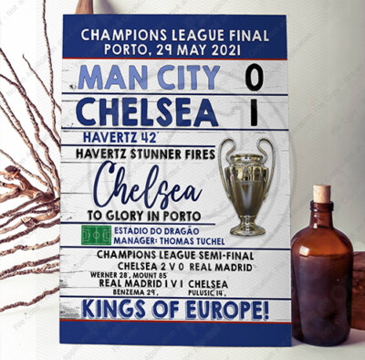 Chelsea 1 v 0 Man City | 2021 Champions League Finale, Chelsea Druck Plakette Schild