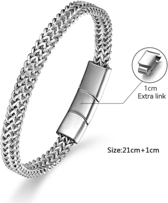 LUCKY2+7 Silver Bracelets Stainless Steel Magnetic Clasp | eBay