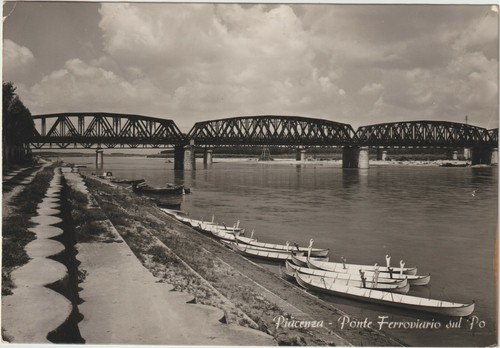 PIACENZA - PONTE FERROVIARIO SUL PO 1958 - 第 1/1 張圖片