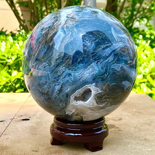 9.57LB Natural Water Grass Agate Ball Quartz Crystal Ball Healing - 第 7/13 張圖片
