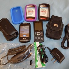 Vintage Tracfone LG Cell Phone Lot- Phones, Chargers, Cases, Skins NEW  USED