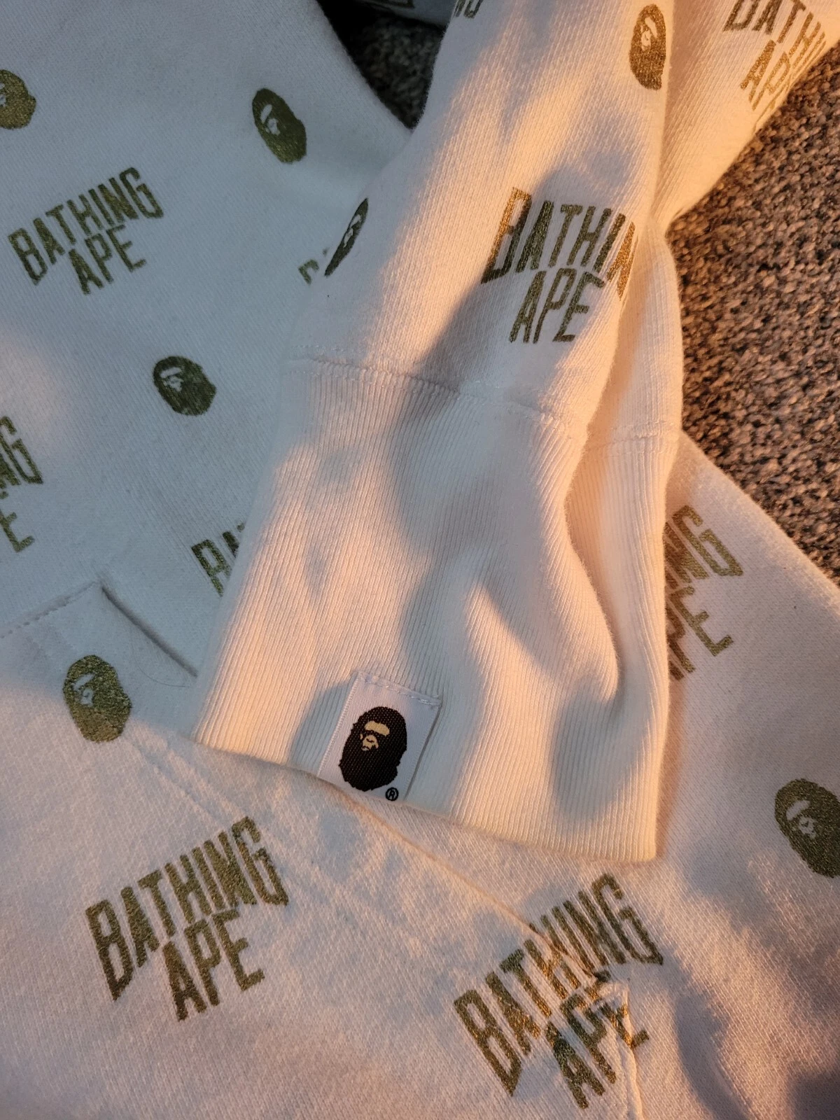 A BATHING APE (BAPE) BAPE Monogram BAPE logo full zip hoodie White x G A Bathing Ape Size M