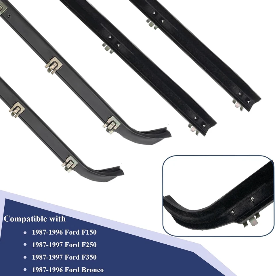 Door Window Seal Belt Weatherstrip Kit For 1987- 1997 Ford F150 F250 F350 (4PCS) Foto 4 de 4