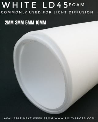Plastazote LD45 Schaumstoff WEISS - 2mtrx1mtr & 1mtr x1mtr Platten - verschiedene Stärken