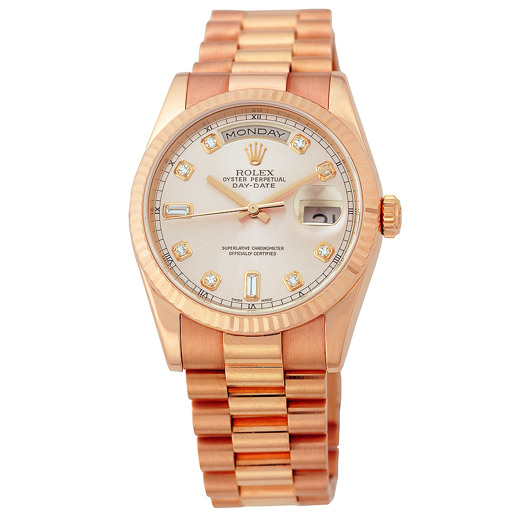 ROLEX 18K Rose Gold Day Date President Factory Diamond Pink