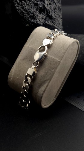 Mens Sterling Silver round Curb Mens Bracelet 8.5in 35g - 第 7/12 張圖片