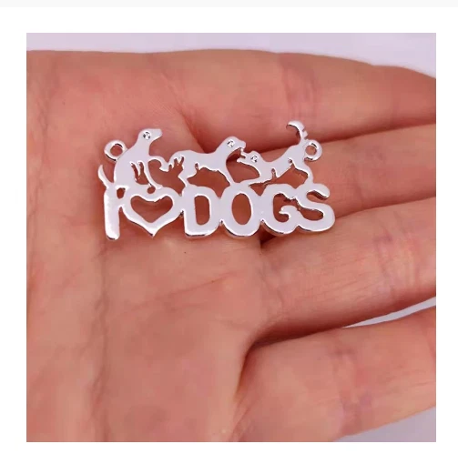 CHROME HEARTS Collana placcata argento sterling 925 ciondolo CUORE AMORE CANE CANE CUCCIOLO ANIMALE DOMESTICO 18"