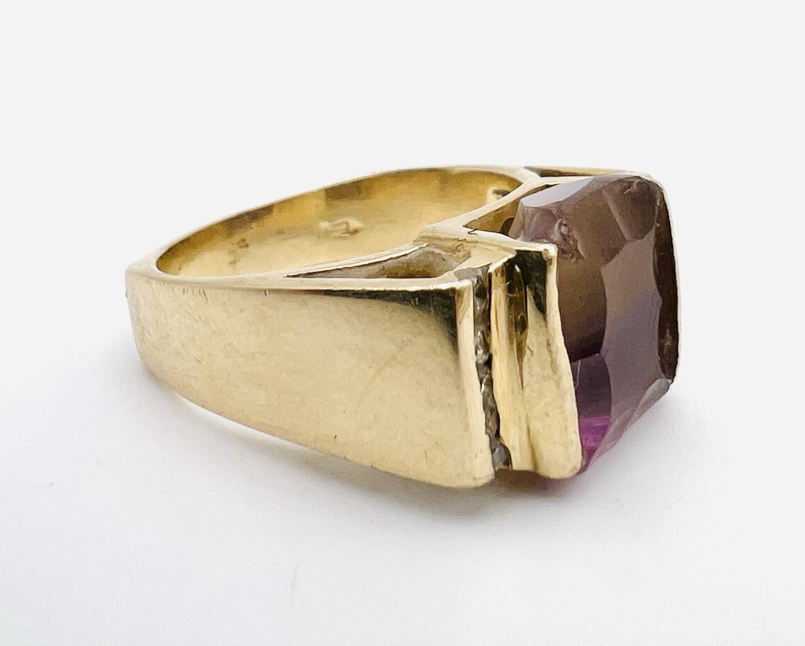 Exquisite 14k Solid Yellow Gold Solitaire Ametrin… - image 6