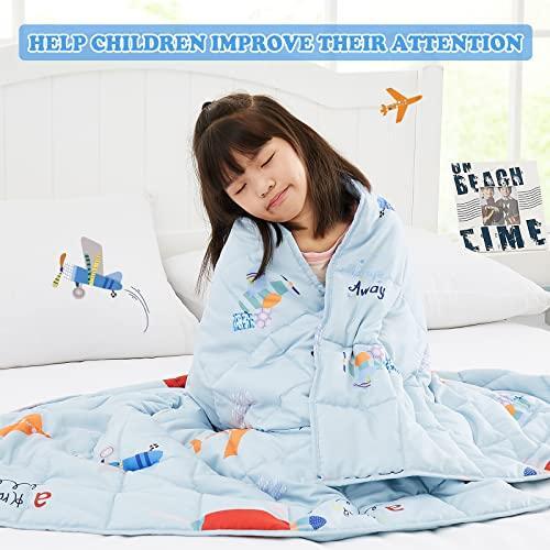 HOSUKKO Weighted Blanket Kids, Weighted Blanket for Kids 5 lbs Blue Airplane eBay
