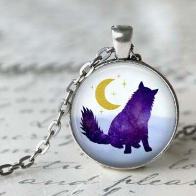 WOLF MOON NIGHT STARS charm pendant 20