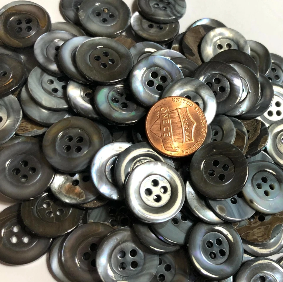 6 PCS ONLY Iridescent Smoke Gray Trocas Shell Buttons 17.5mm 11/16" 11697 - Image 4 of 4