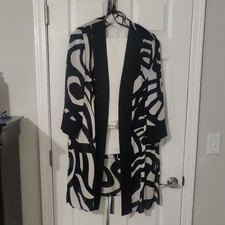 Chic Black and White Open Front Kimono