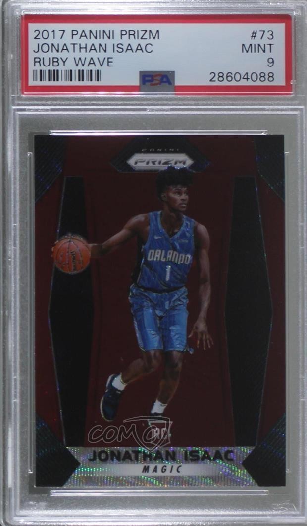 2017-18 Panini Prizm Ruby Wave Prizm Jonathan Isaac #73 PSA 9 MINT 1s6